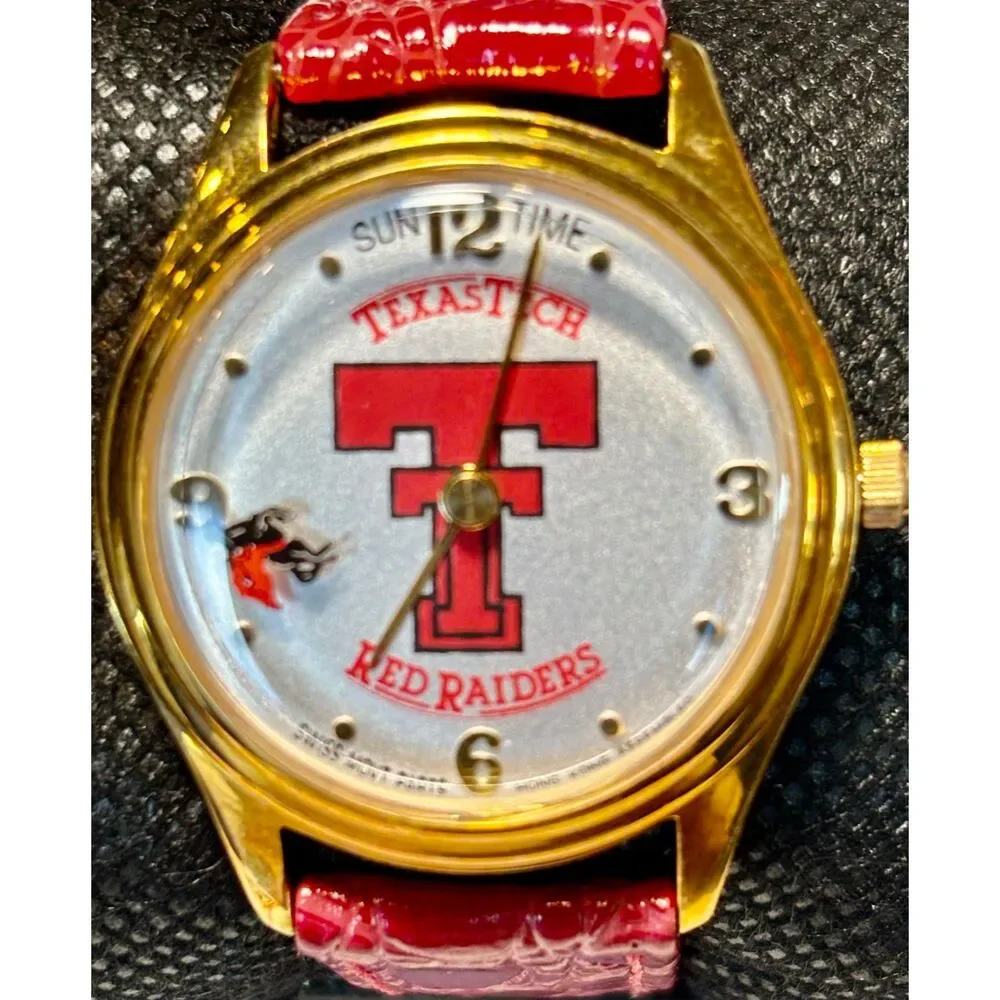 Vintage Sun Time Texas Tech Red Raiders Watch with Floating Logo